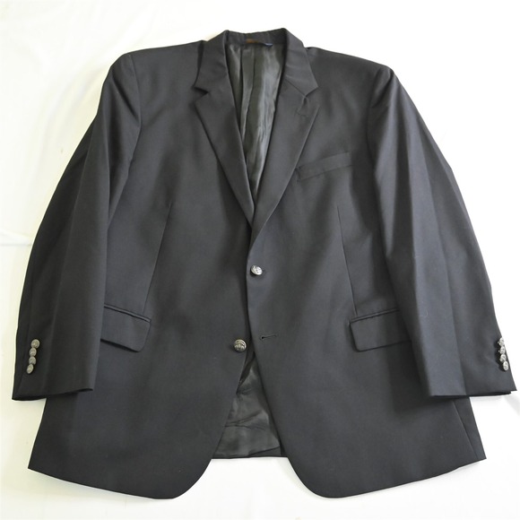 Brooks Brothers 48R Black 346 Stretch Wool Gold Button Blazer Sport Coat Jacket